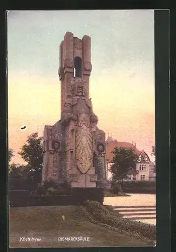 AK Köln / Rhein, Bismarcksäule im Dämmerungslicht