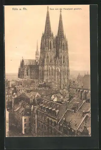 AK Köln / Rhein, Dom von der Hauptpost gesehen