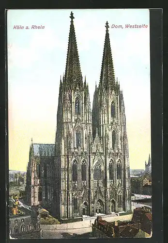 AK Köln / Rhein, Dom von der Westseite aus der Vogelschau