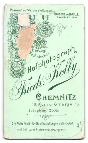 Fotografie Friedrich Kolby, Chemnitz, Königstrasse 10, Portrait Mädchen mit Halskette & Brosche