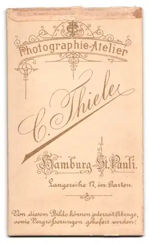 Fotografie C. Thiele, Hamburg-St. Pauli, Langereihe 17, Portrait junge Dame mit zurückgebundenem Haar