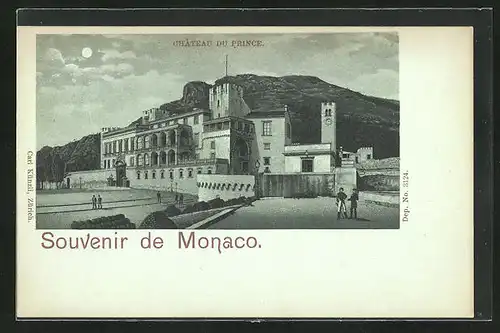 Mondschein-Lithographie Monaco, Chateau du Prince