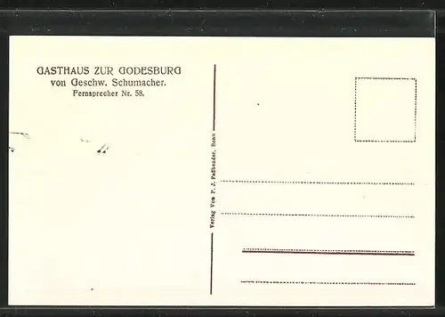 AK Godesberg, Gasthaus Ännchen Haus mit Godesburg