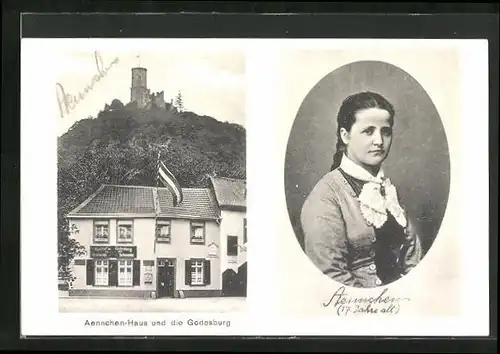 AK Godesberg, Gasthaus Ännchen-Haus mit Godesburg