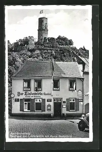 AK Bad Godesberg, Gasthaus zur Lindenwirtin mit Ruine Godesburg