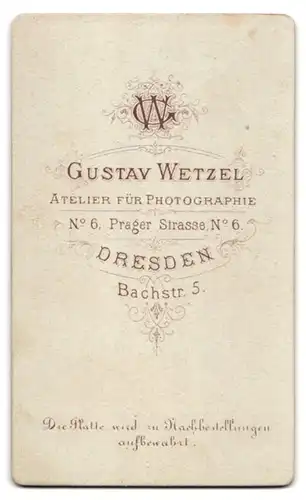 Fotografie Gustav Wetzel, Dresden, Bachstr. 5, Portrait junge Frau im Biedermeierkleid lehnt am Sekretär