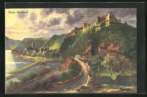 Künstler-AK St. Goar, Ruine Rheinfels