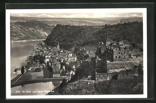 AK St. Goar, Teilansicht und Burg Rheinfels