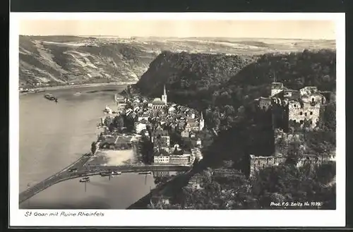 AK St. Goar, Teilansicht mit Ruine Rheinfels