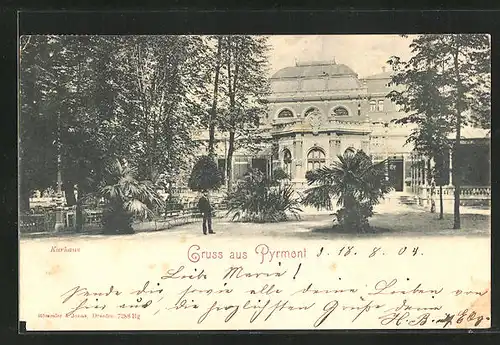 AK Bad Pyrmont, Kurhaus mit Cafe-Garten