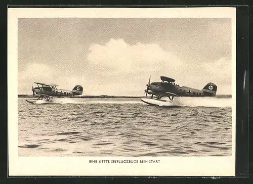 AK Eine Kette Wasserflugzeuge beim Start