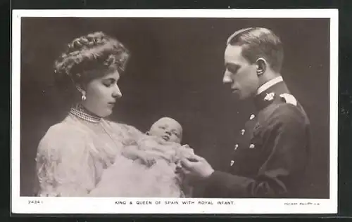 AK King & Queen of Spain with Royal Infant