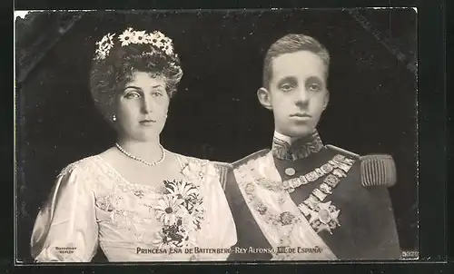 AK Princesa Ena de Battenberg & Rey Alfonso XIII de Espana