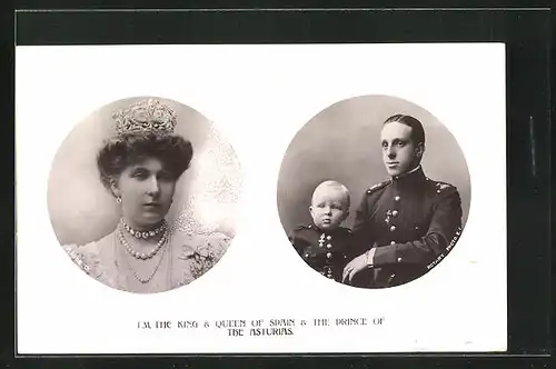 Präge-AK T. M. The King & Queen of Spain & The Prince of The Asturias