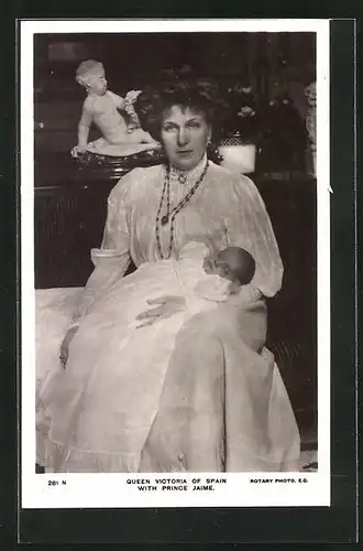 AK Queen Victoria of Spain with Prince Jaime