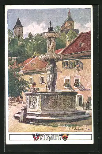 AK Deutscher Schulverein Nr. 692: Friesach mit Brunnen