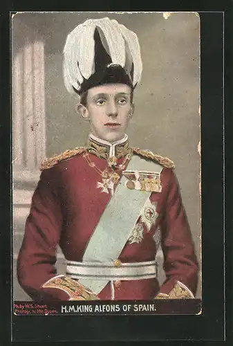 Künstler-AK HM King Alfonso of Spain, König Alfonso XIII. von Spanien im Portrait