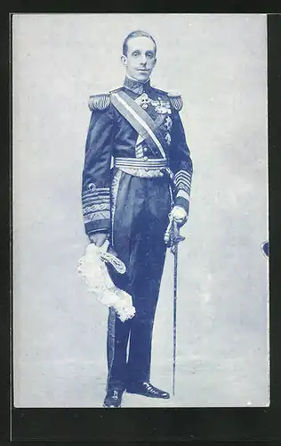 AK SM el Rey con el uniforme de Almirante de la Armada, König Alfonso XIII. in Marineuniform