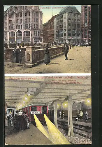 AK Hamburg, Hoch- und Untergrundbahn, Haltestelle unter der Erde, Haltestelle am Rathausmarkt