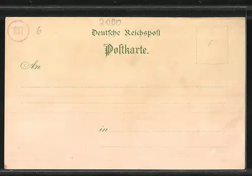 Lithographie Hamburg, Eröffnung des neuen Rathauses, Spruch über dem Portal