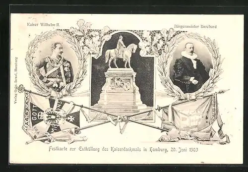 AK Hamburg, Enthüllung des Kaiserdenkmals am 20.06.1903, Bürgermeister Burchard