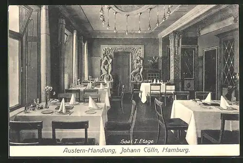 AK Hamburg, Austern-Handllung und Restaurant Johann Cölln, Innenansicht