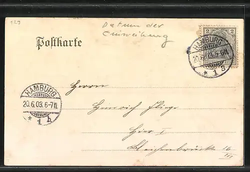 AK Hamburg, Festkarte zur Enthüllung des Kaiserdenkmals am 20.06.1903, Kaiser Wilhelm II.