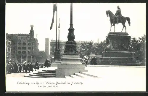 AK Hamburg, Enthüllung des Kaiserdenkmals am 20.06.1903, Honoratioren schreiten zum Denkmal