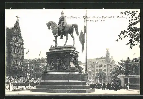 AK Hamburg, Enthülltes Kaiser Wilhelm-Denkmal, 20. Juni 1903