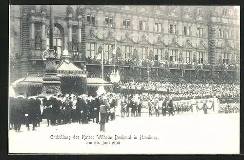 AK Hamburg, Enthüllung des Kaiser Wilhelm Denkmals, 20. Juni 1903, Kaiser Wilhelm II. mit seinem Gefolge