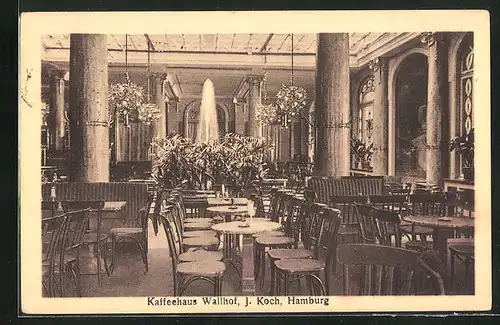 AK Hamburg, Kaffeehaus Wallhof, J. Koch, Glockengiesserwall