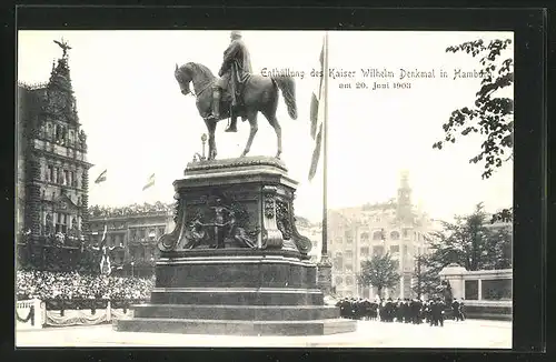 AK Hamburg, Enthüllung des Kaiser Wilhelm-Denkmals 20.06.1903, Gäste vor dem Denkmal