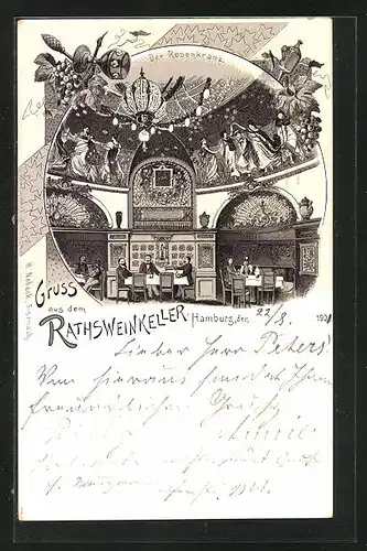 Lithographie Hamburg, Rosenkranz im Rathsweinkeller