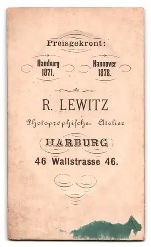 Fotografie R. Lewitz, Harburg, Wallstr. 46, Portrait eleganter Herr mit Backenbart im Anzug