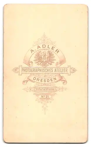 Fotografie A. Adler, Dresden, Victoriastr. 21, Knabe wohl gekleidet