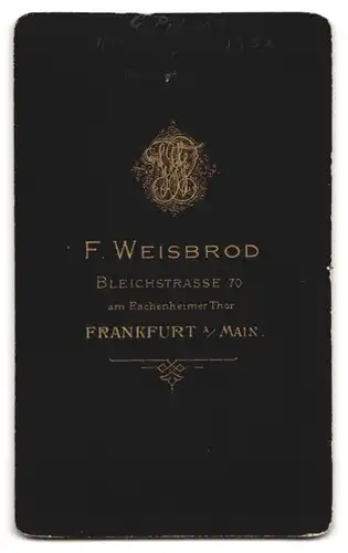 Fotografie F. Weisbrod, Frankfurt / Main, Bleichstrasse 70, Herr mit Brille & Oberlippenbart