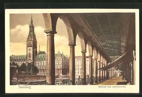 AK Hamburg, Rathaus und Alsterarkaden