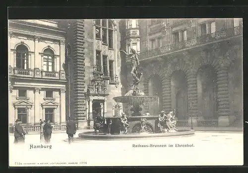 AK Hamburg, Rathaus-Brunnen im Ehrenhof