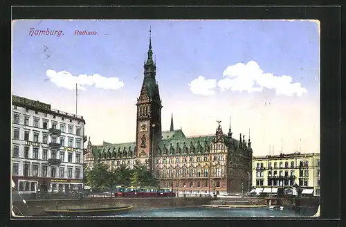 AK Hamburg, Rathaus und Hotel Moser