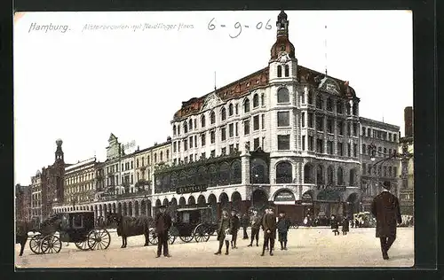 AK Hamburg, Alsterarkaden mit Niedlinger Haus & Kempinski-Hotel