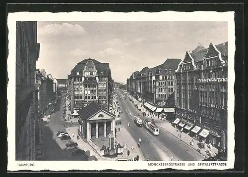 AK Hamburg, Mönckebergstrasse und Spitalerstrasse