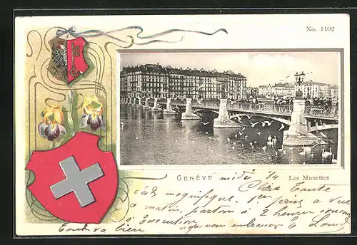 Präge-AK Genève, Les Mouettes, Stadtwappen