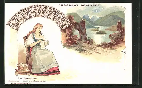 Künstler-AK Killarney, Chocolat Lombart, Reklame