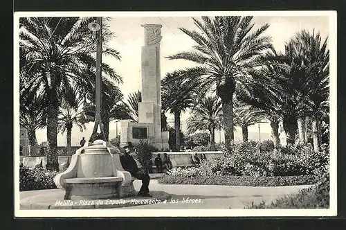 AK Melilla, Plaza de Espana & Monumento a los héroes