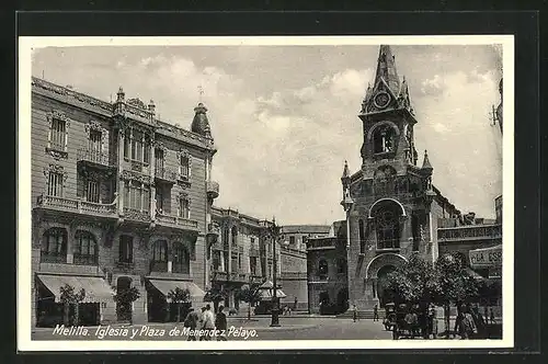 AK Melilla, Iglesia y Plaza de Menendez Pelayo