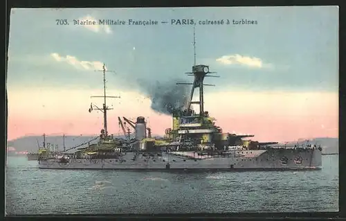 AK Paris, cuirasse a turbines, Marine Militaire Francaise