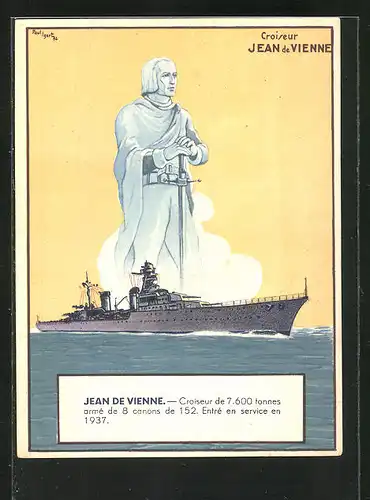 Künstler-AK Jean de Vienne, Croiseur de 7600 tonnes arme de 8 canons de 152