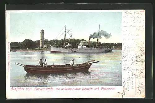 AK Travemünde, Dampfer mit Fischerboot