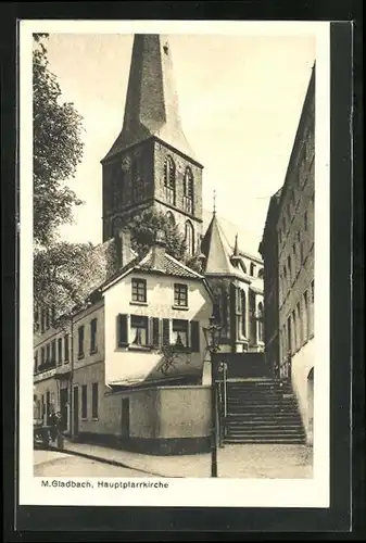 AK Mönchengladbach, Treppenstiege an der Hauptpfarrkirche