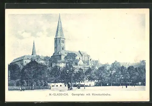 AK M. Gladbach, Geroplatz mit Münsterkirche